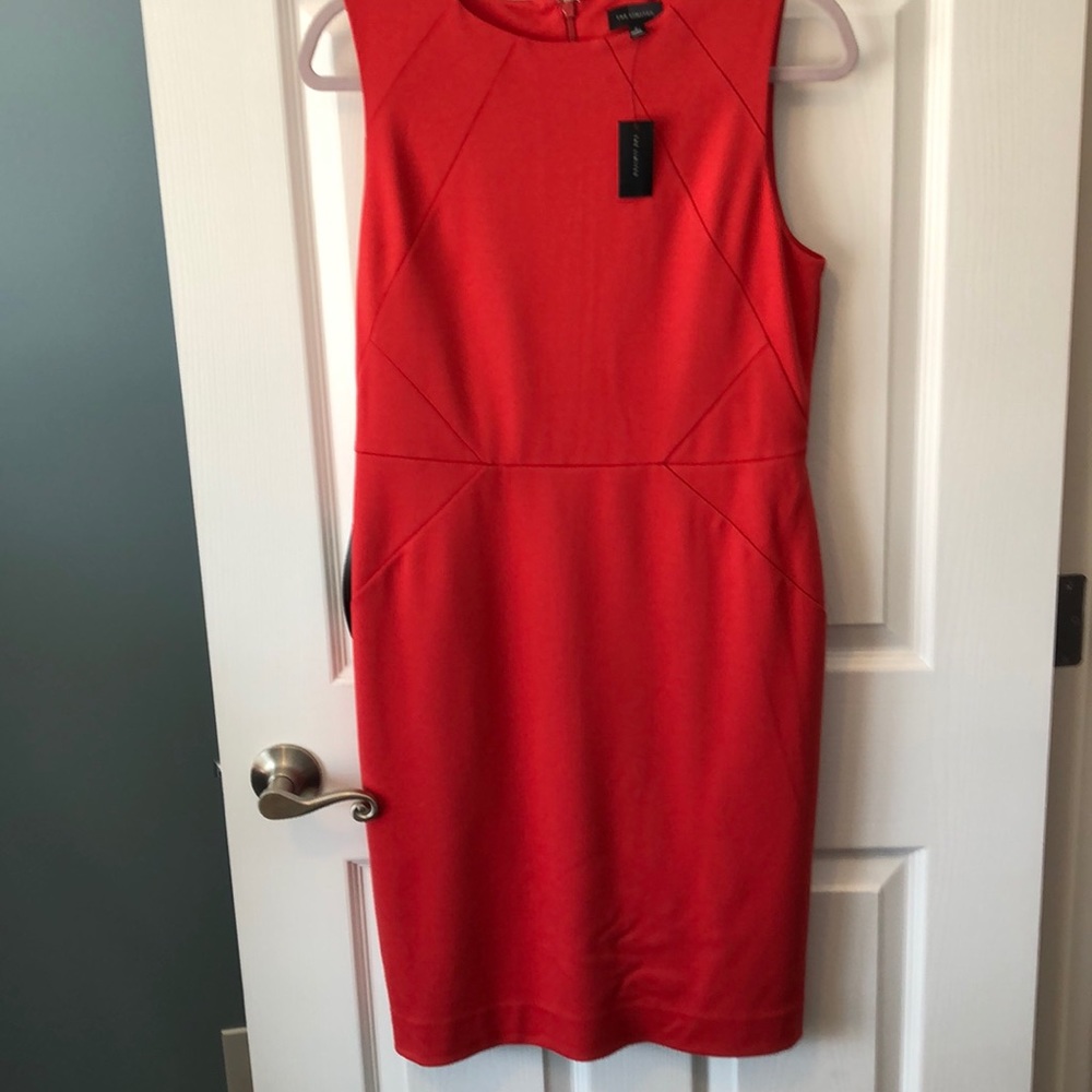 Coral colored sheath dress